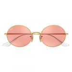 Get RB1970 Unisex Oval Shiny Gold Sunglasses at Eyes on Brickell